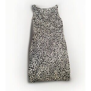 Ann Taylor Women's Gray Leopard Silk Sleeveless Dress Size 4 Petite